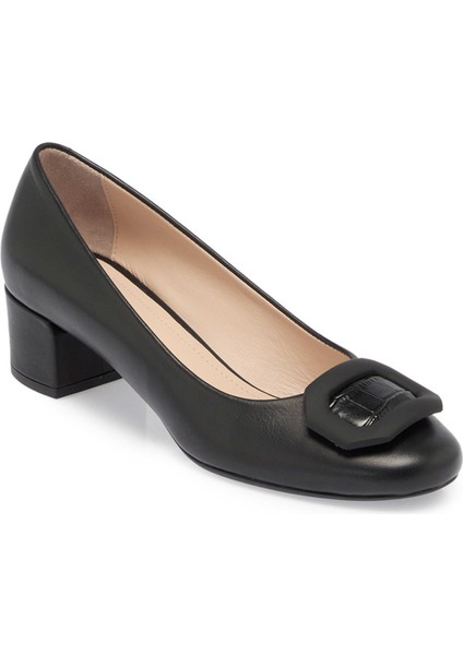 Siyah Hakiki Deri Kadın Topuklu Ayakkabı - K24S1AY67601-A23