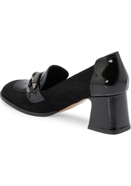 Siyah Hakiki Süet Deri Kadın Topuklu Ayakkabı - K24S1AY67516-A01