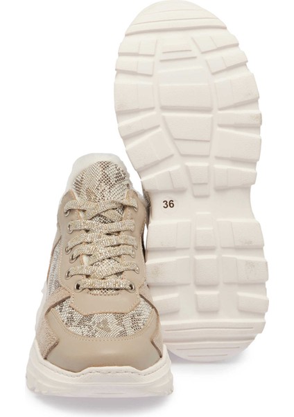 Gri Hakiki Deri Kadın Sneaker - K24S1AY67538-B43