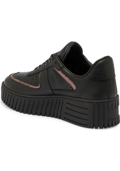 Siyah Hakiki Deri Kadın Sneaker - K24S1AY67535-A23
