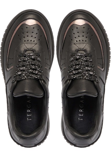 Siyah Hakiki Deri Kadın Sneaker - K24S1AY67535-A23