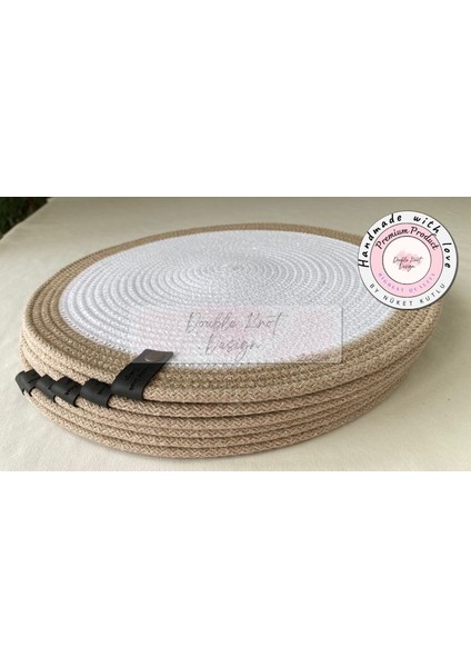 8 Prç Saklama Kutulu Supla Amerikan Servis Seti Hediyelik Hasır Jüt Tress Yemek Masası Davet