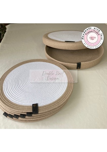 8 Prç Saklama Kutulu Supla Amerikan Servis Seti Hediyelik Hasır Jüt Tress Yemek Masası Davet