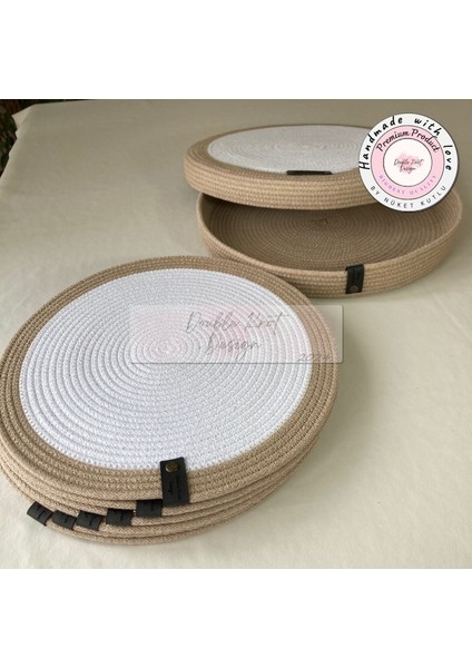 8 Prç Saklama Kutulu Supla Amerikan Servis Seti Hediyelik Hasır Jüt Tress Yemek Masası Davet