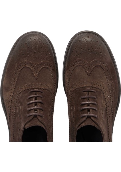 Kahve Hakiki Süet Deri Erkek Klasik Ayakkabı - E24S1AY56970-B85