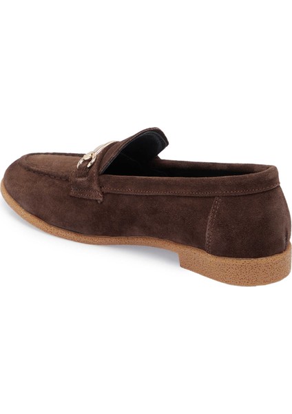 Kahve Hakiki Süet Deri Kadın Makosen - K24S1AY67739-B85