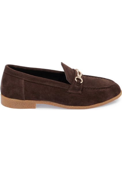 Kahve Hakiki Süet Deri Kadın Makosen - K24S1AY67739-B85