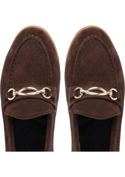 Kahve Hakiki Süet Deri Kadın Makosen - K24S1AY67739-B85