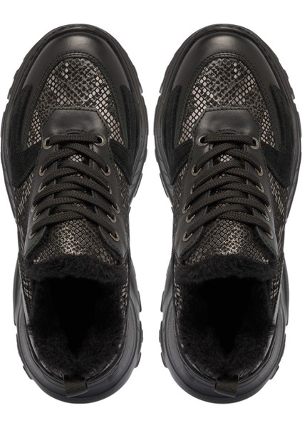 Siyah Hakiki Deri Kadın Sneaker - K24S1AY67538-A23