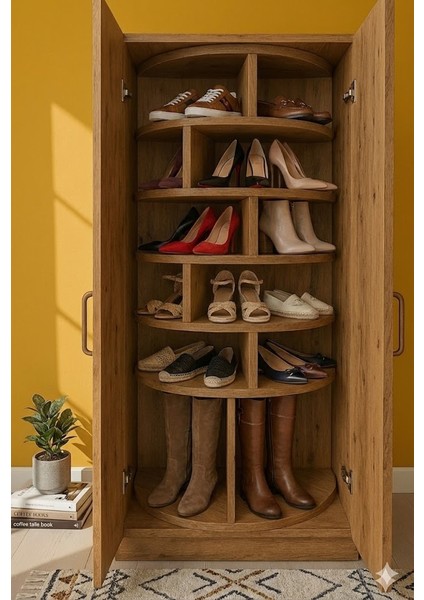 360° Dönen Ayakkabı Rafı 6 Basamaklı Ceviz Mdf fiyatları