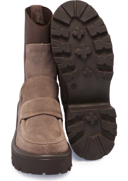 Kahve Hakiki Deri Kadın Casual Bot - K24K1BT67693-K32