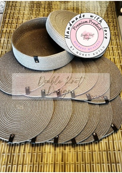 14 Prç Saklama Kutulu Supla Amerikan Servis Seti Hediyelik Hasır Jüt Tress Yemek Masası Davet