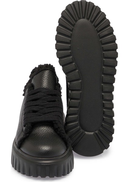 Siyah Hakiki Deri Kadın Sneaker - K24S1AY67596-A41