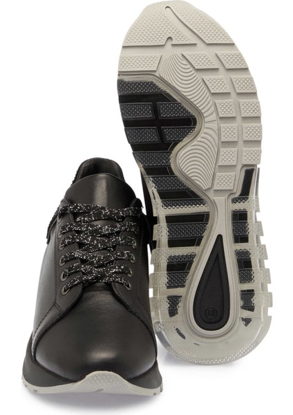 Siyah Hakiki Deri Kadın Sneaker - K24S1AY67534-A23