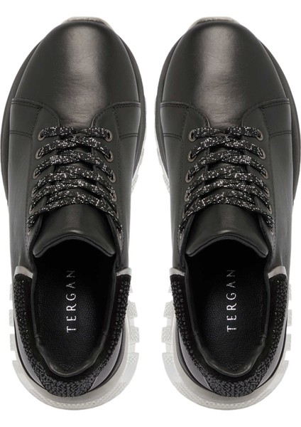 Siyah Hakiki Deri Kadın Sneaker - K24S1AY67534-A23