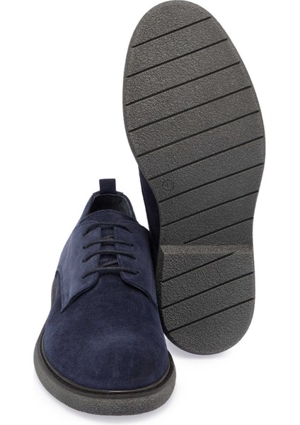 Lacivert Hakiki Süet Deri Erkek Casual Ayakkabı - E24S1AY57075-D44