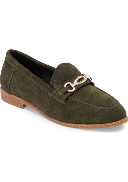 Haki Hakiki Süet Deri Kadın Makosen - K24S1AY67739-J86