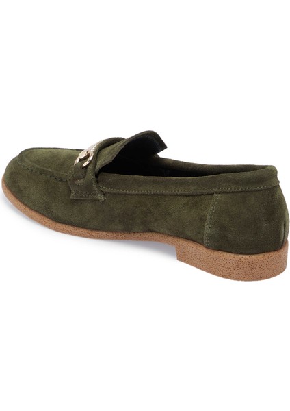 Haki Hakiki Süet Deri Kadın Makosen - K24S1AY67739-J86