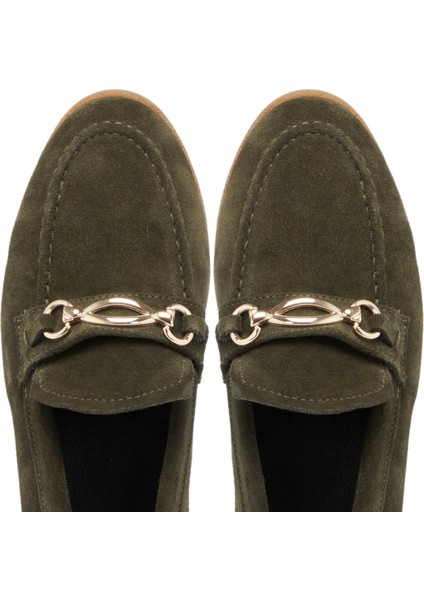 Haki Hakiki Süet Deri Kadın Makosen - K24S1AY67739-J86