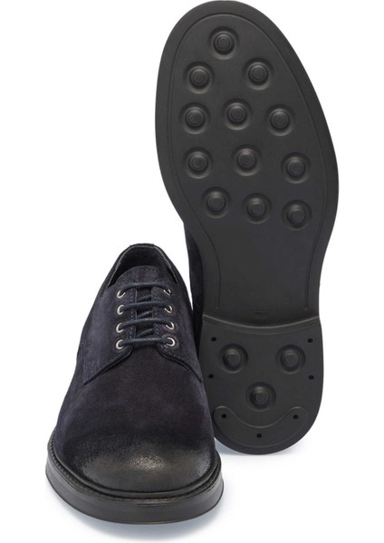 Lacivert Hakiki Süet Deri Erkek Klasik Ayakkabı - E24S1AY56969-D44