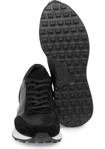 Siyah Hakiki Deri Erkek Sneaker - E24S1AY57022-W19