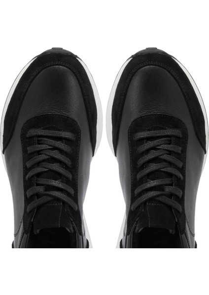 Siyah Hakiki Deri Erkek Sneaker - E24S1AY57022-W19