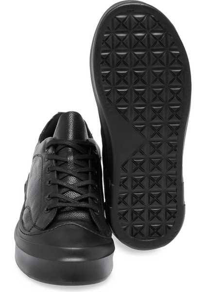 Siyah Hakiki Deri Erkek Sneaker - E24S1AY57136-A23