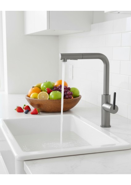 Momi BKM_D73M Çekme Spiralli Mutfak Bataryası Titanyum | İki Jet Modu , Su Tasarruflu Bal Peteği Aeratör, Sessiz kullanım fiyatları