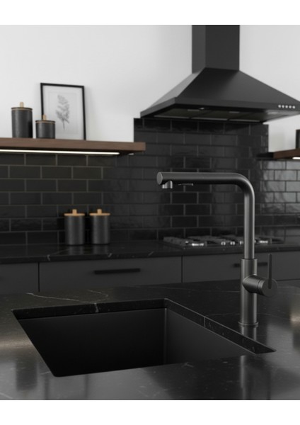 Momi BKM_D73M Çekme Spiralli Mutfak Bataryası Titanyum | İki Jet Modu , Su Tasarruflu Bal Peteği Aeratör, Sessiz kullanım fırsatları