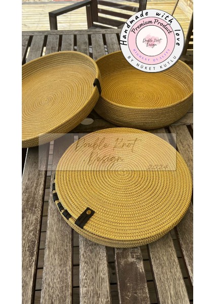 8 Prç Saklama Kutulu Supla Amerikan Servis Seti Hasır Jüt Tress Yemek Masası Davet