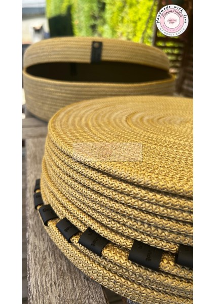 14 Prç Saklama Kutulu Supla Amerikan Servis Seti Hediyelik Hasır Jüt Tress Yemek Masası Davet