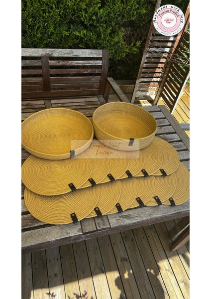 14 Prç Saklama Kutulu Supla Amerikan Servis Seti Hediyelik Hasır Jüt Tress Yemek Masası Davet indirimleri