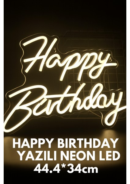 Happy Bırthday Neon LED Işık (44.4X34 Cm) - Doğum Günü ve Parti Arka Plan Süsü