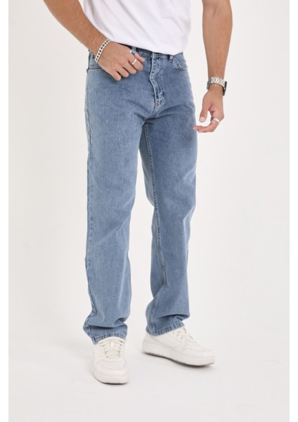 Erkek Mavi Baggy Denim Pantolon