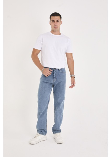 Erkek Mavi Baggy Denim Pantolon