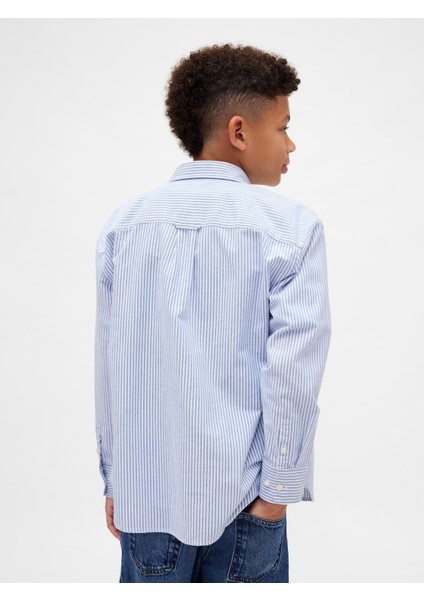 Erkek Çocuk Mavi Relaxed Oxford Gömlek fırsatları