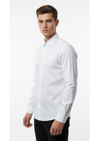 Erkek Beyaz/mavi Slim Fit Gömlek – Plus Scorpion, Ofis & Günlük Şık Kombin, Ütü Gerektirmeyen fiyatları