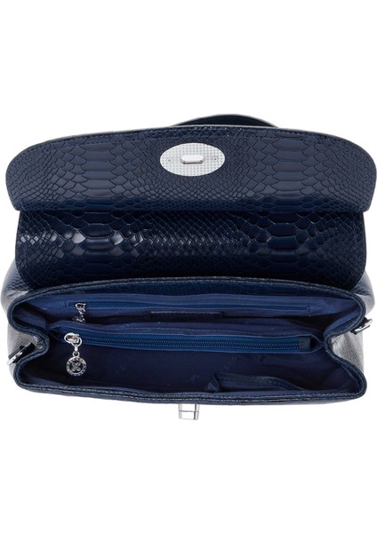 Lacivert Hakiki Deri Kadın El Çantası - S25Y1BC79121-G9C