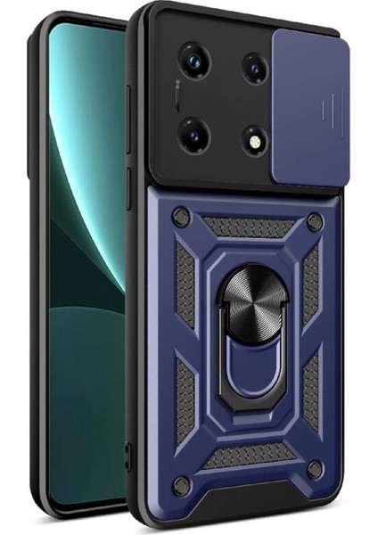 Infinix Note 30 Pro Kılıf Magnetik Standlı Kamera Korumalı Slide Sürgülü Cover Kapak