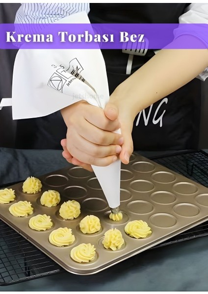 Krema Torbası Bez Yıkanabilir Torba BPA Free Pasta Duy Torbası Dekorasyon Süsleme Aparatı 20x35 cm