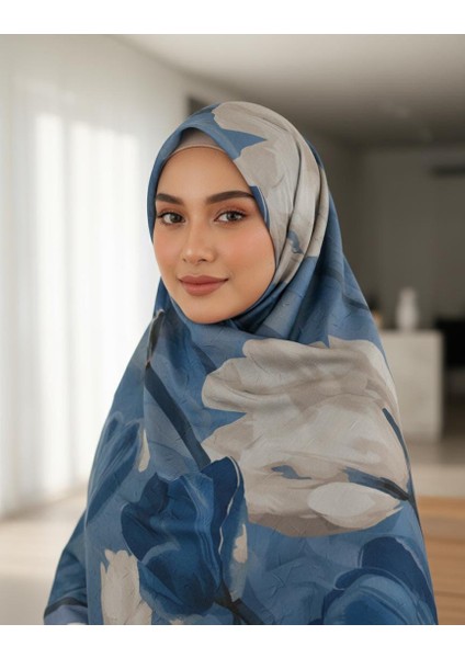 Çiçek Desenli Bambu Crush Şal