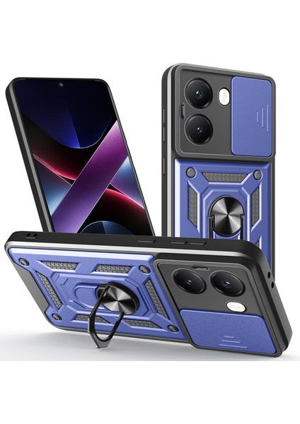 Xiaomi Poco X7 Pro Kılıf Magnetik Standlı Kamera Korumalı Slide Sürgülü Cover Kapak