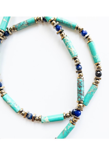 Calina – Yeşil Varisit, Lapis Lazuli & Hematit Kolye modelleri