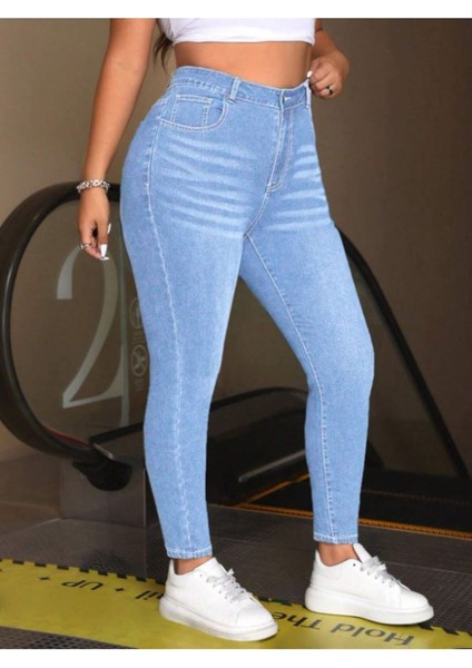 Kadın Denim Pantolon Büyük Beden