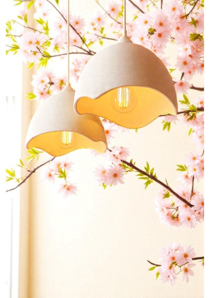 Ikili Beton Görünümlü Şapka Avize Sarkıt Mutfak Salon Yemek Odası Için Dekoratif Aydınlatma