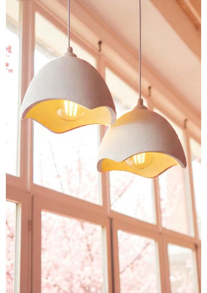 Ikili Beton Görünümlü Şapka Avize Sarkıt Mutfak Salon Yemek Odası Için Dekoratif Aydınlatma indirimleri