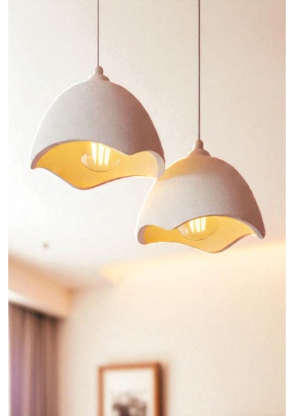 Ikili Beton Görünümlü Şapka Avize Sarkıt Mutfak Salon Yemek Odası Için Dekoratif Aydınlatma