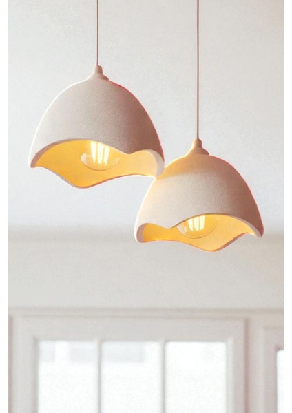 Ikili Beton Görünümlü Şapka Avize Sarkıt Mutfak Salon Yemek Odası Için Dekoratif Aydınlatma