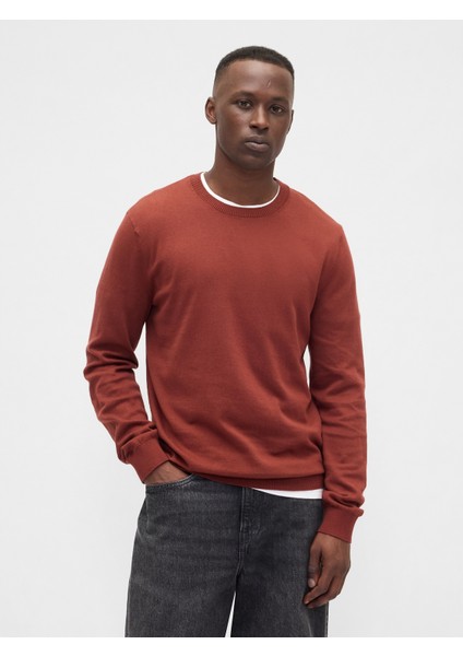 Erkek Açık Kırmızı Bisiklet Yaka Kazak