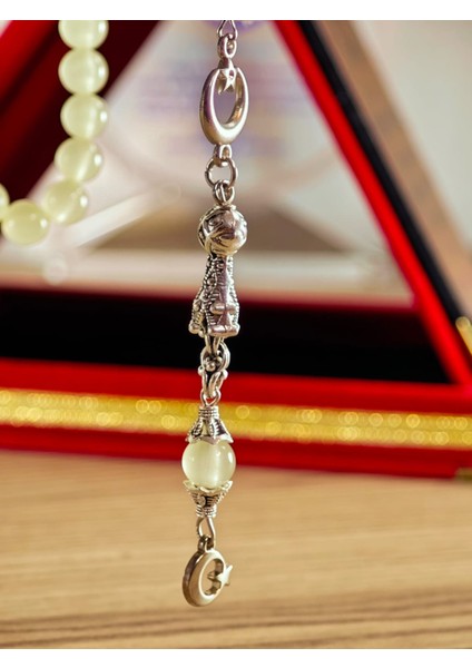 Kedi Gözü Kişiye Özel Harfli Hediyelik Tesbih Gece Karanlıkta Parlar 8 mm Küre Tesbih